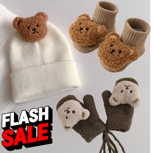 SnuggleBabies™ Bear Gloves + Bear Shoes + Bear Beanie